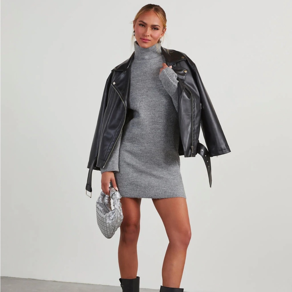 Vici Gray Knit Sweater Dress